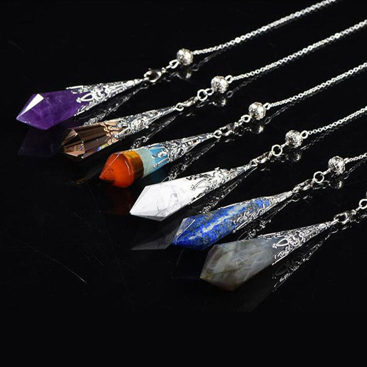 Pendule de radiesthésie en cristal avec pierres précieuses naturelles Olivenorma 24 styles