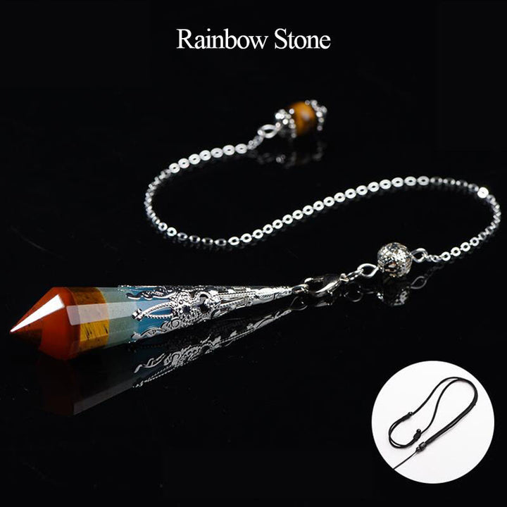 Pendule de radiesthésie en cristal avec pierres précieuses naturelles Olivenorma 24 styles