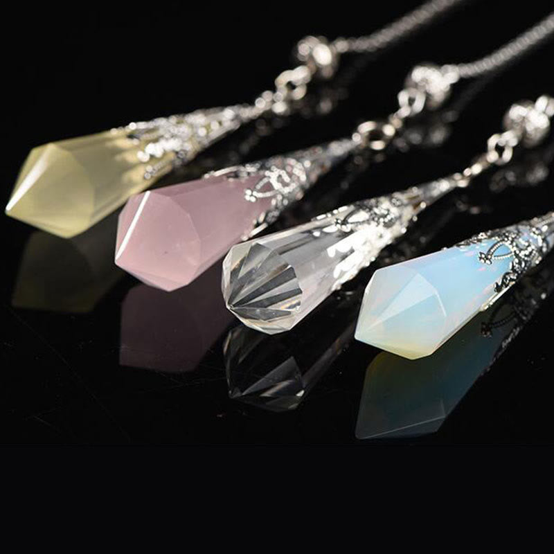 Pendule de radiesthésie en cristal avec pierres précieuses naturelles Olivenorma 24 styles