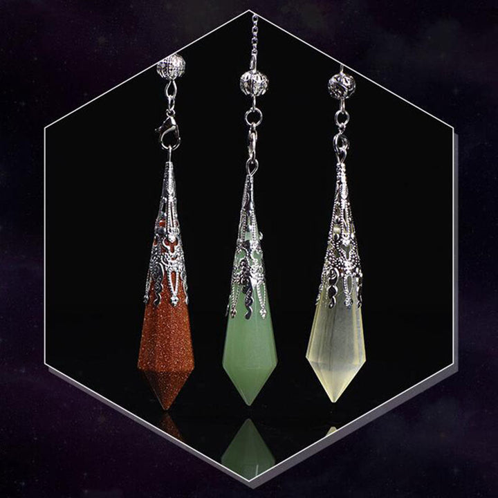Pendule de radiesthésie en cristal avec pierres précieuses naturelles Olivenorma 24 styles