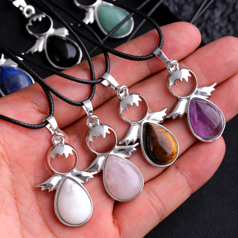 Collier pendentif en forme d'aile d'ange en cristal Olivenorma