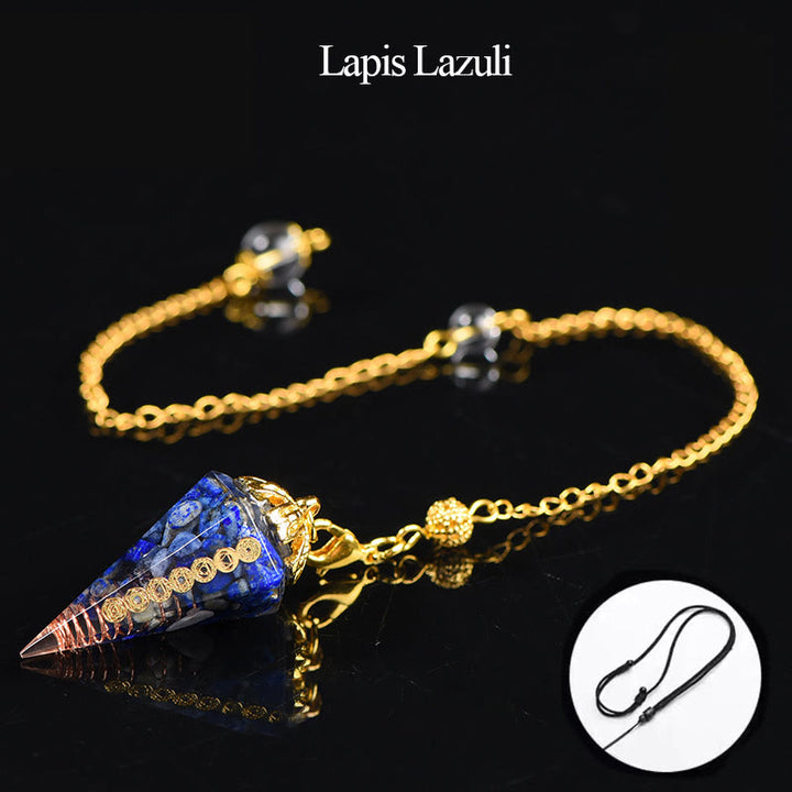 Pendule spirituelle pointue en cristal d'aigue-marine naturelle Olivenorma