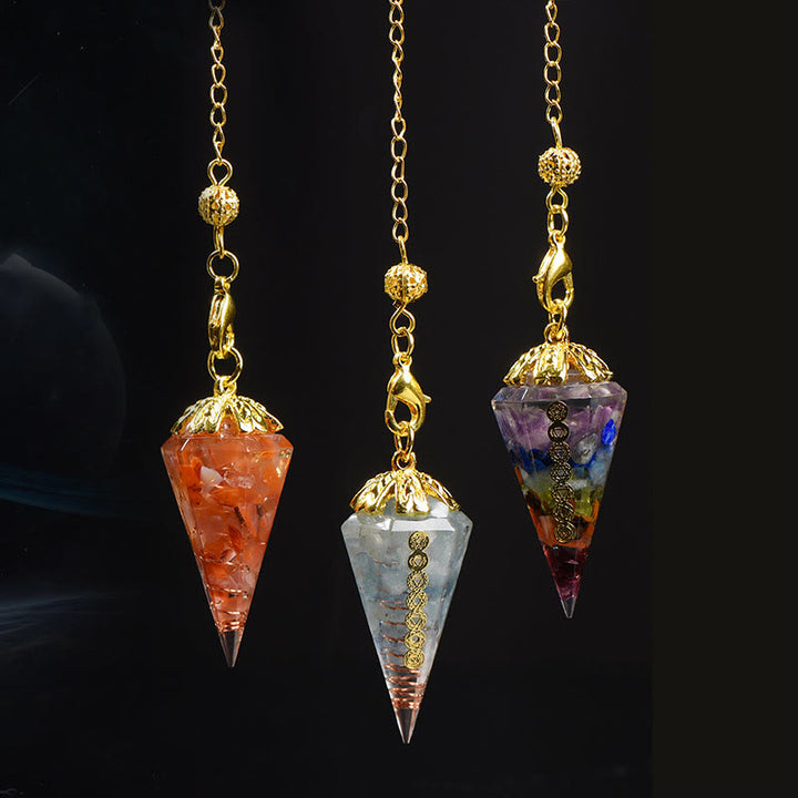 Pendule spirituelle pointue en cristal d'aigue-marine naturelle Olivenorma