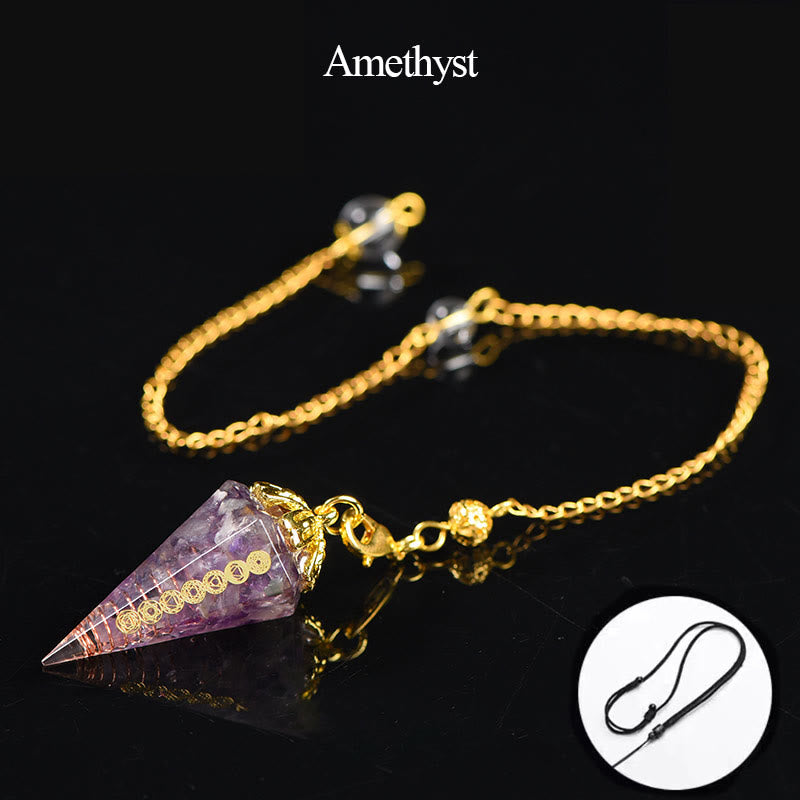 Pendule spirituelle pointue en cristal d'aigue-marine naturelle Olivenorma