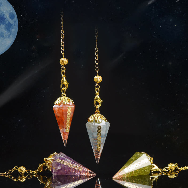 Pendule spirituelle pointue en cristal d'aigue-marine naturelle Olivenorma