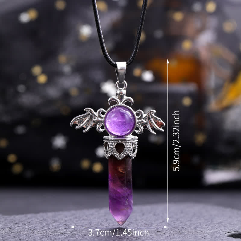 Collier avec pendentif en pierre naturelle Olivenorma avec ailes d'ange et de diable