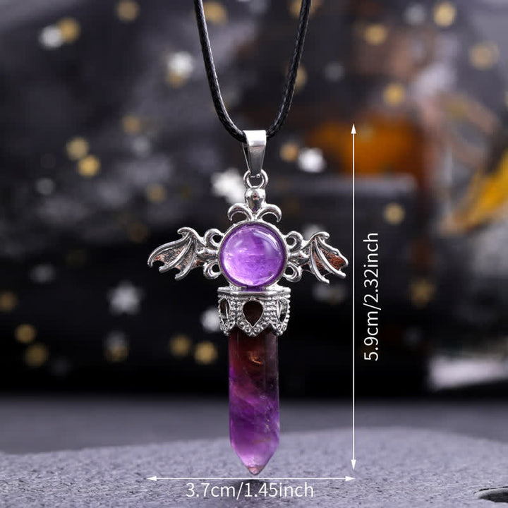 Collier avec pendentif en pierre naturelle Olivenorma avec ailes d'ange et de diable