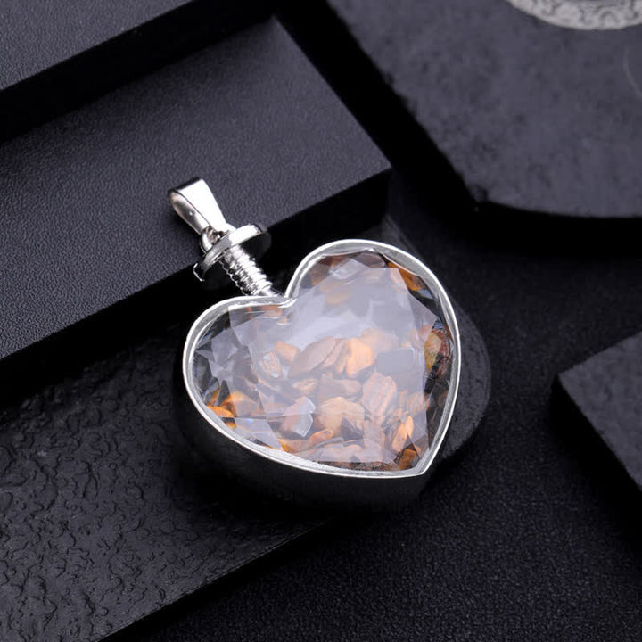Collier pendentif coeur en verre avec gravier coloré naturel Olivenorma
