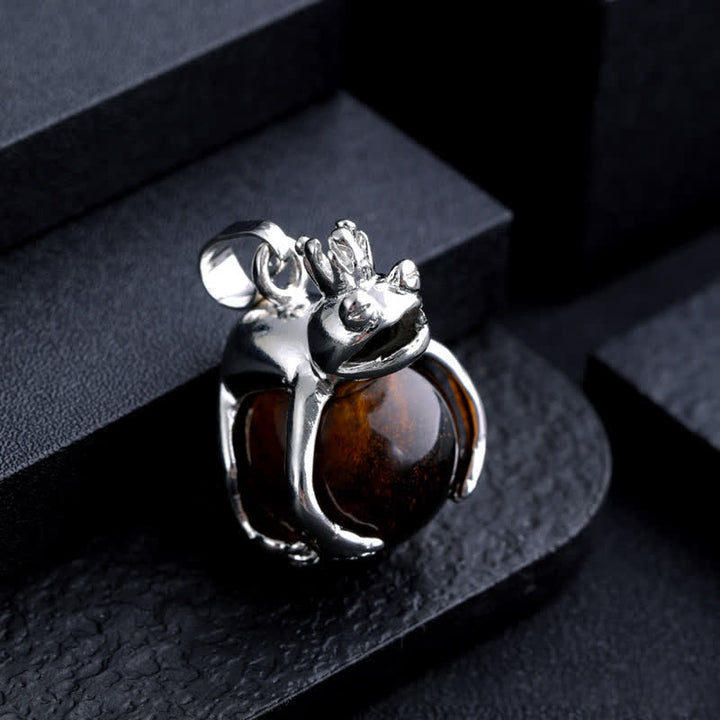 Collier pendentif en pierre naturelle avec grenouille drôle Olivenorma