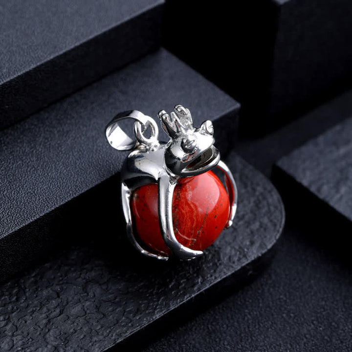 Collier pendentif en pierre naturelle avec grenouille drôle Olivenorma