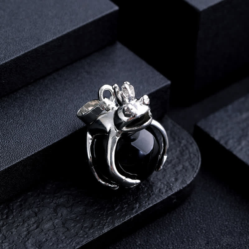 Collier pendentif en pierre naturelle avec grenouille drôle Olivenorma