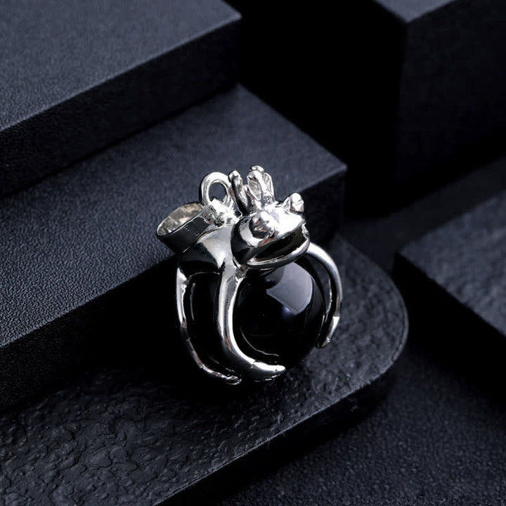 Collier pendentif en pierre naturelle avec grenouille drôle Olivenorma