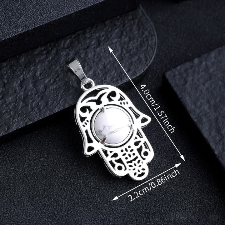 Collier avec pendentif symbole Hamsa en pierre naturelle Olivenorma