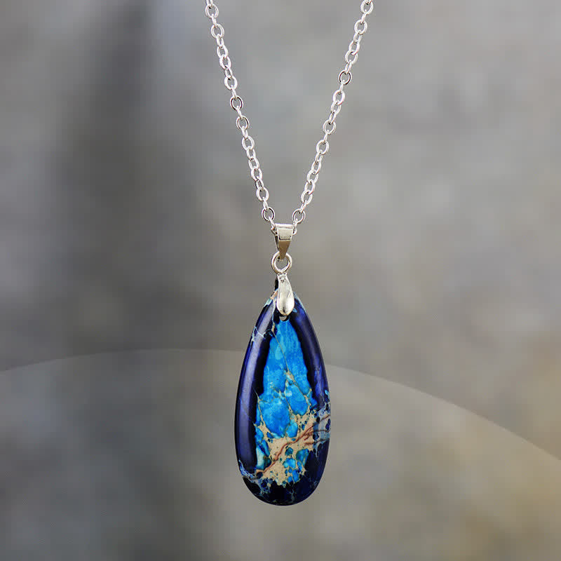 Collier pendentif goutte d'eau en pierre empereur de couleur naturelle Olivenorma