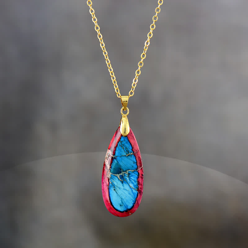 Collier pendentif goutte d'eau en pierre empereur de couleur naturelle Olivenorma