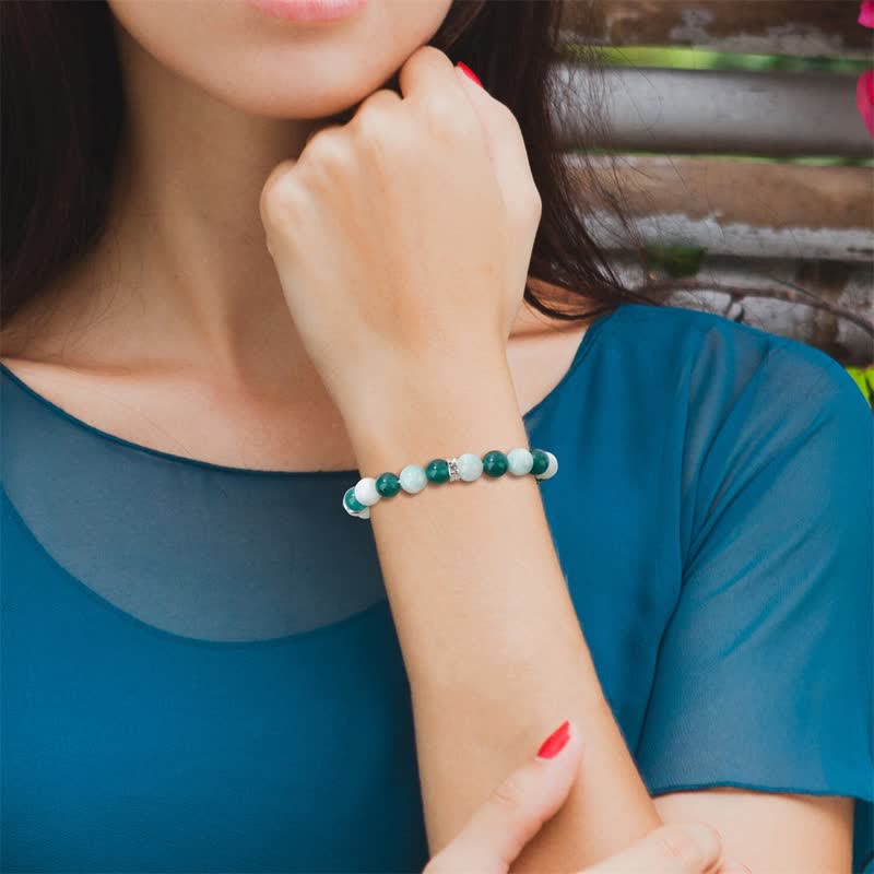 Bracelet en perles contrastées multicolores en pierre naturelle Olivenorma