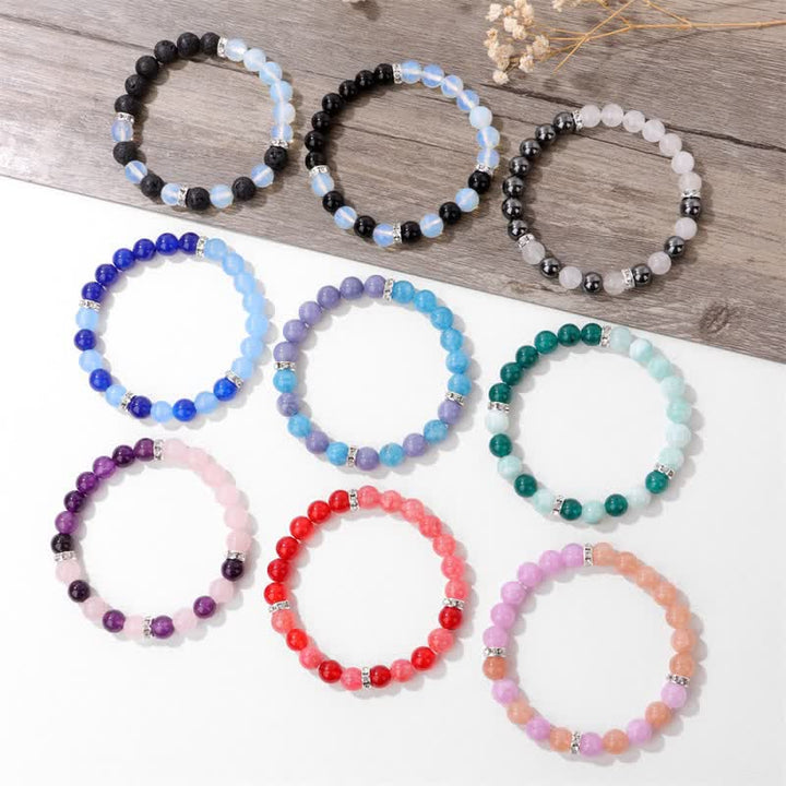 Bracelet en perles contrastées multicolores en pierre naturelle Olivenorma