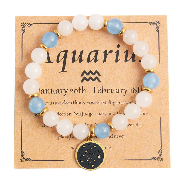 Bracelet en acier inoxydable avec perles en pierre naturelle Olivenorma Zodiaque doré