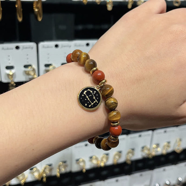 Bracelet en acier inoxydable avec perles en pierre naturelle Olivenorma Zodiaque doré