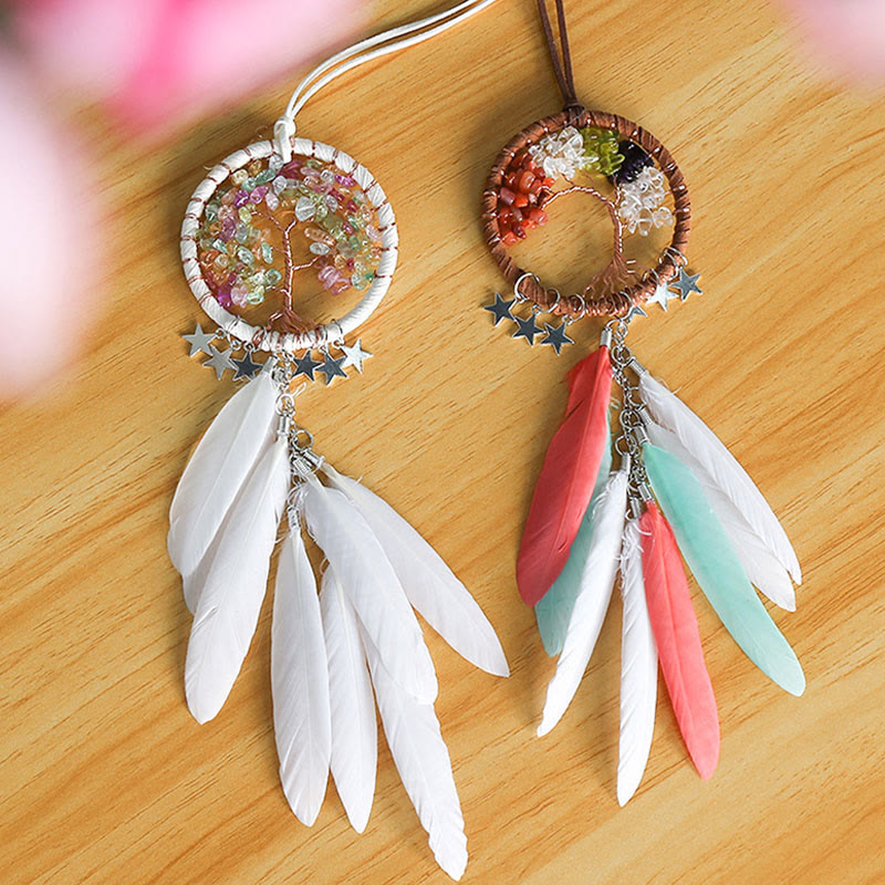 Ornement à suspendre attrape-rêves en pierres précieuses Arbre de vie Olivenorma