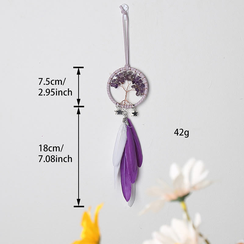 Ornement à suspendre attrape-rêves en pierres précieuses Arbre de vie Olivenorma