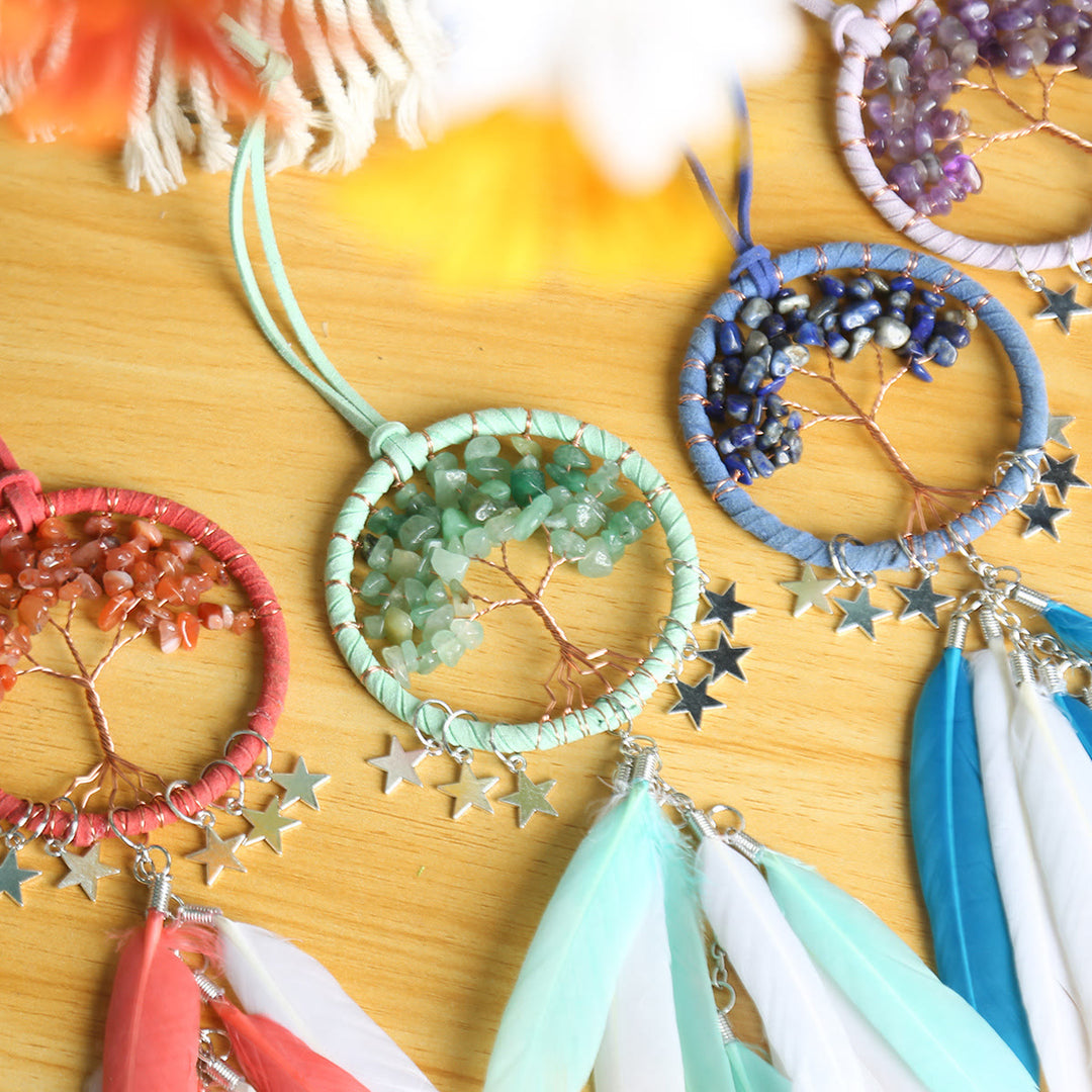 Ornement à suspendre attrape-rêves en pierres précieuses Arbre de vie Olivenorma