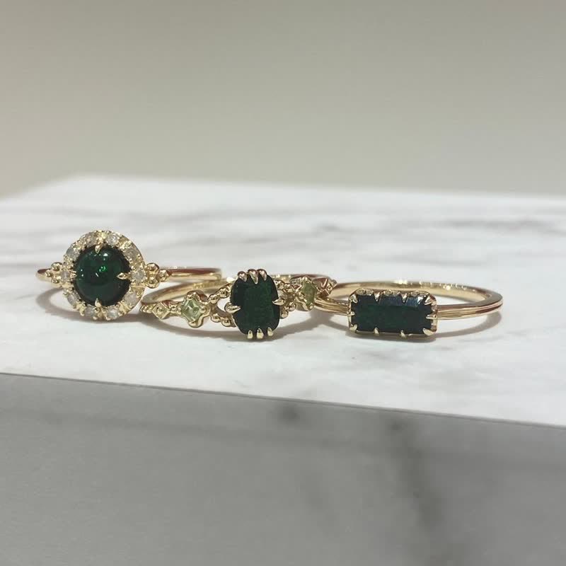 Ensemble de bijoux avec bague et collier en péridot naturel et émeraude Olivenorma