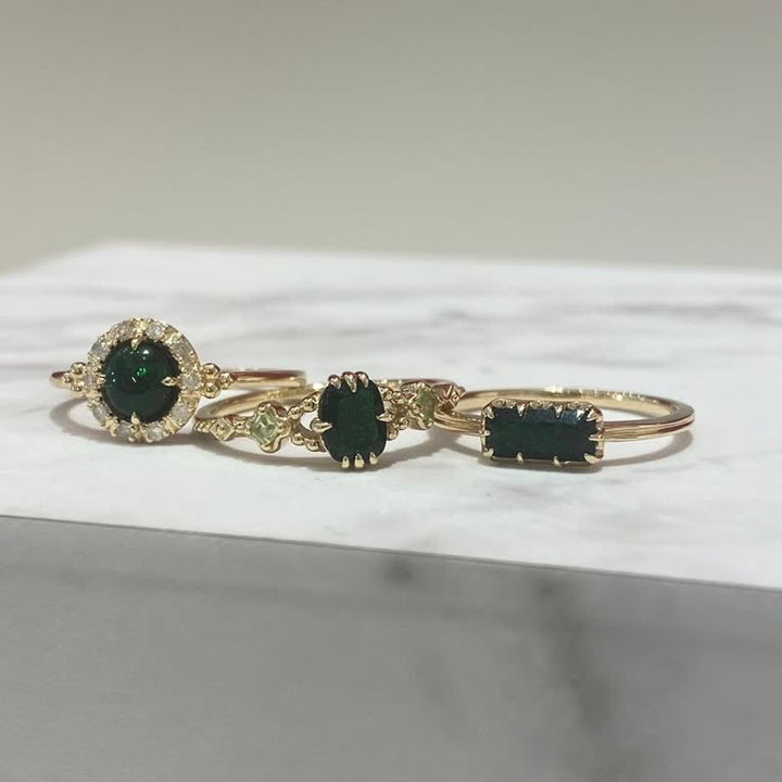 Ensemble de bijoux avec bague et collier en péridot naturel et émeraude Olivenorma