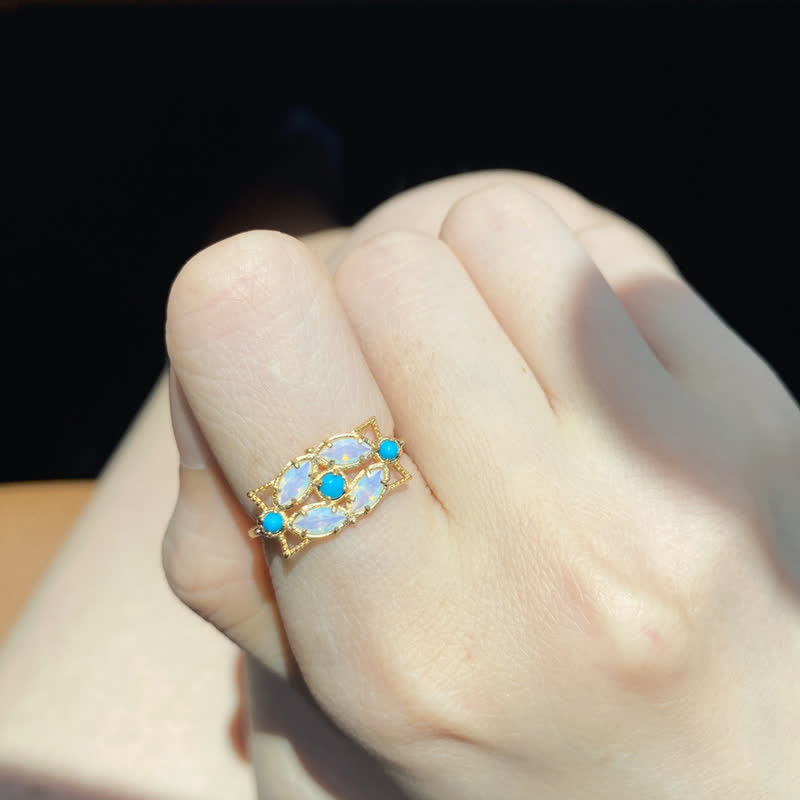 Ensemble de bijoux avec bague et collier en opalite turquoise naturelle Olivenorma