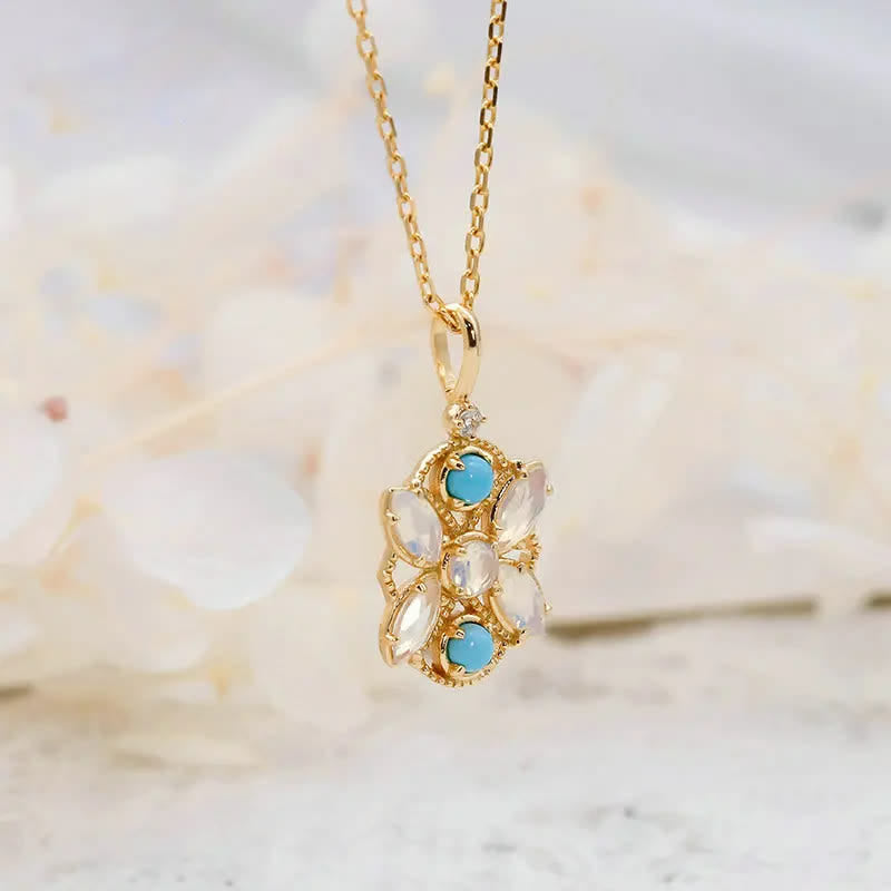 Ensemble de bijoux avec bague et collier en opalite turquoise naturelle Olivenorma