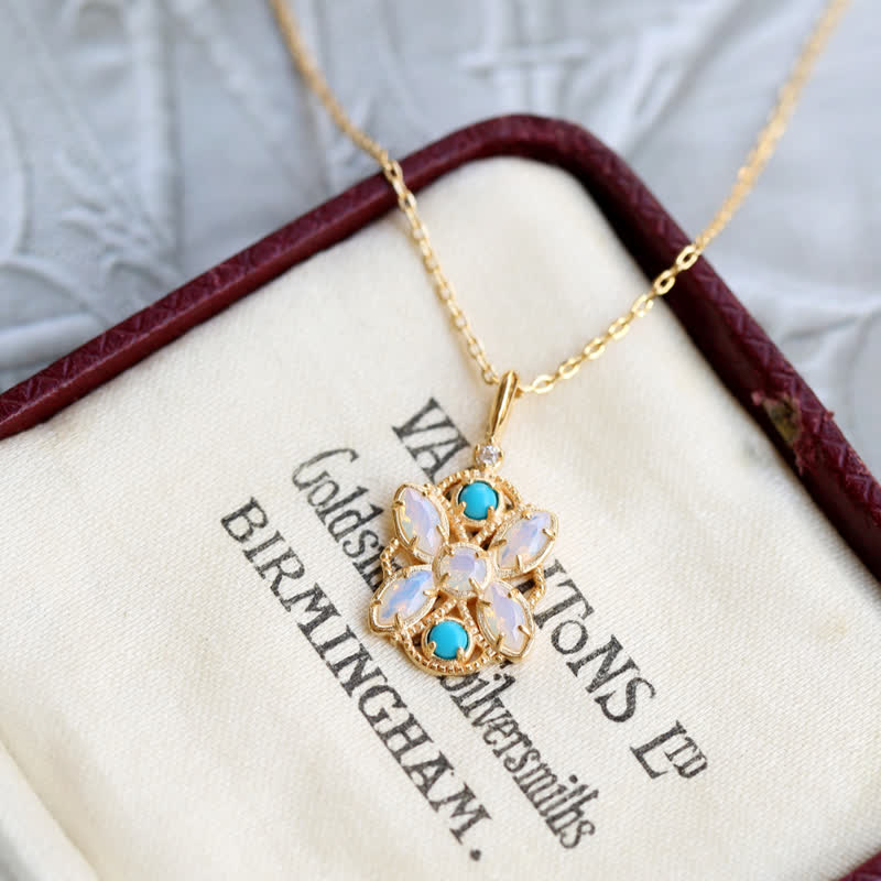 Ensemble de bijoux avec bague et collier en opalite turquoise naturelle Olivenorma