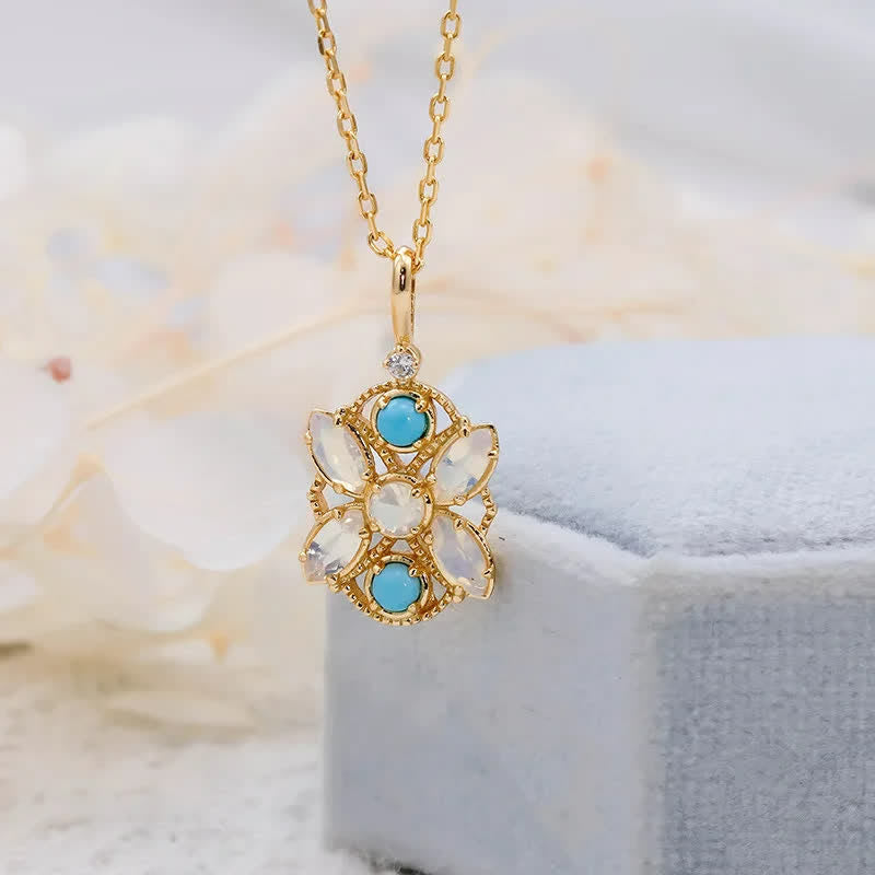 Ensemble de bijoux avec bague et collier en opalite turquoise naturelle Olivenorma