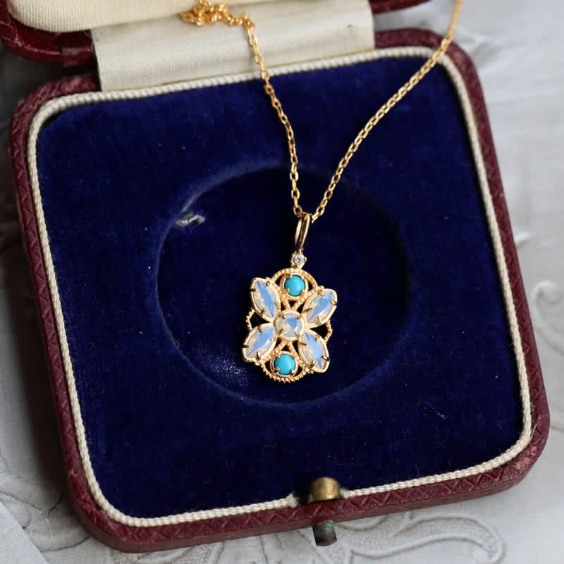 Ensemble de bijoux avec bague et collier en opalite turquoise naturelle Olivenorma