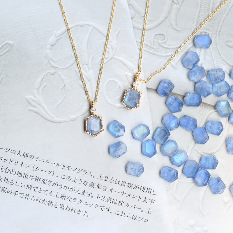 Ensemble de bijoux en pierre de lune bleue naturelle Olivenorma