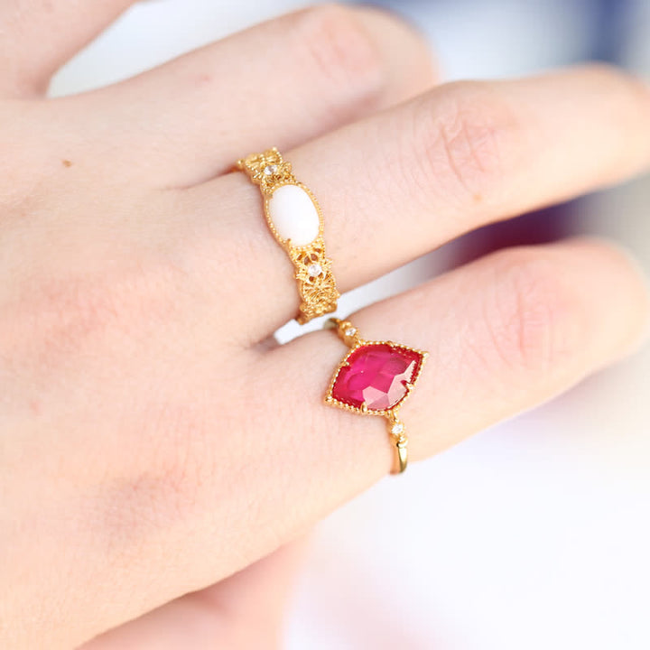 Ensemble de bijoux avec bague, boucles d'oreilles et collier en grenat naturel Olivenorma