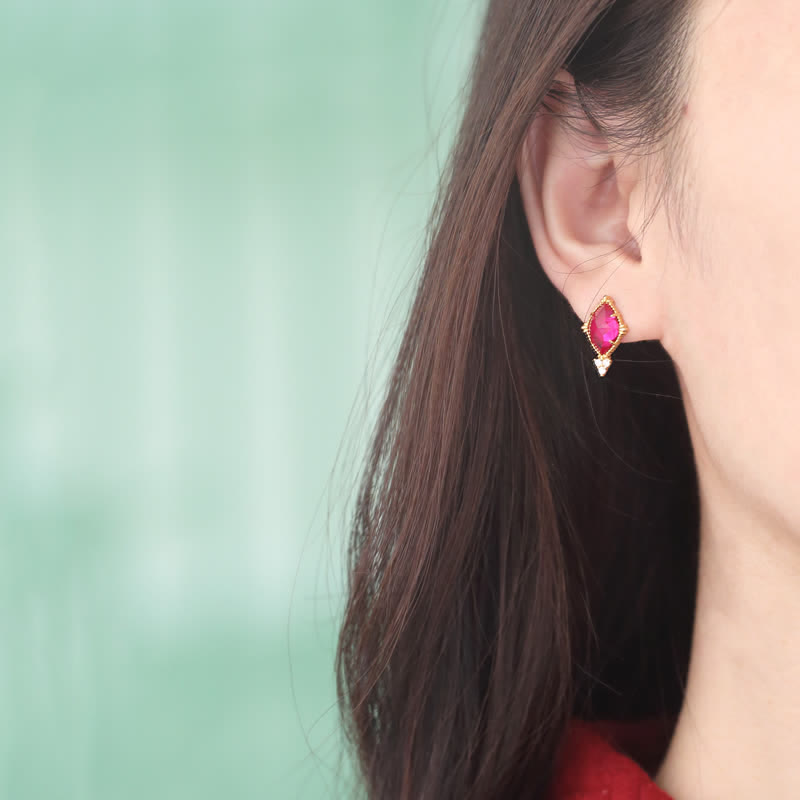 Ensemble de bijoux avec bague, boucles d'oreilles et collier en grenat naturel Olivenorma