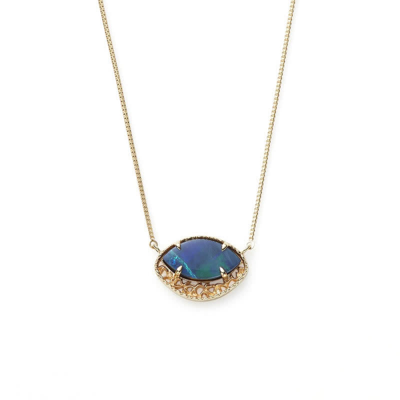 Ensemble de bijoux en forme de marquise avec opale bleue naturelle Olivenorma