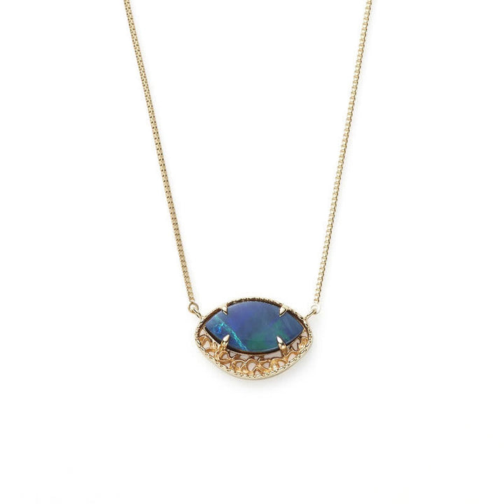Ensemble de bijoux en forme de marquise avec opale bleue naturelle Olivenorma