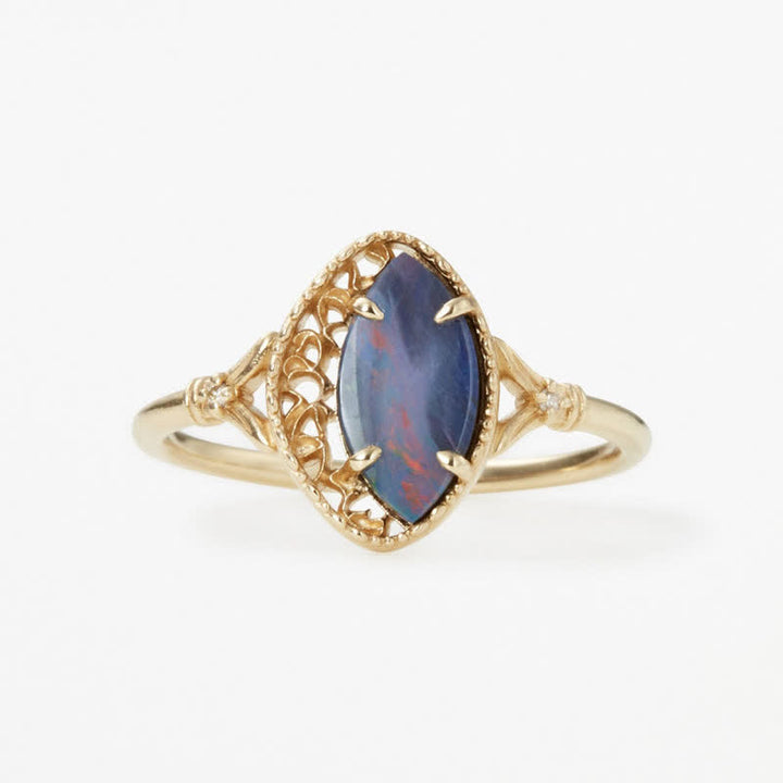 Ensemble de bijoux en forme de marquise avec opale bleue naturelle Olivenorma