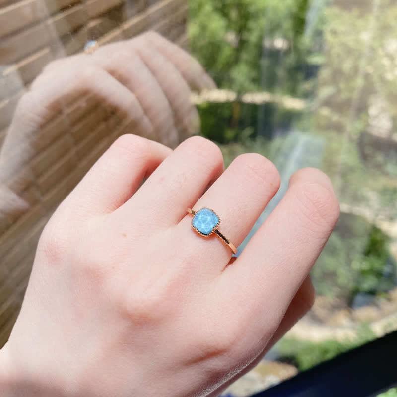 Ensemble de bijoux avec collier, boucles d'oreilles et bague en aigue-marine naturelle Olivenorma