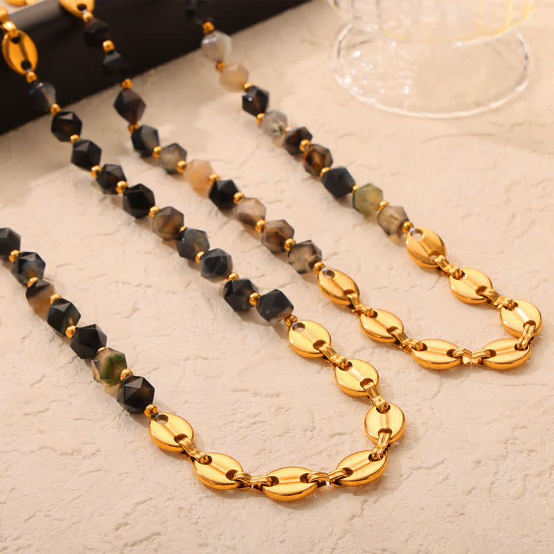 Ensemble de bijoux avec collier et bracelet en agate grise naturelle Olivenorma