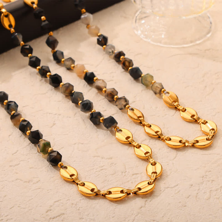 Ensemble de bijoux avec collier et bracelet en agate grise naturelle Olivenorma