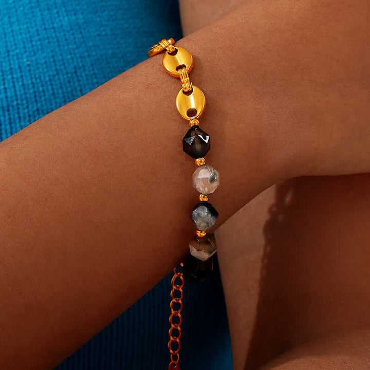 Ensemble de bijoux avec collier et bracelet en agate grise naturelle Olivenorma