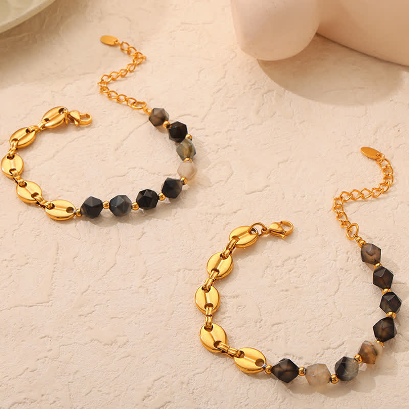 Ensemble de bijoux avec collier et bracelet en agate grise naturelle Olivenorma