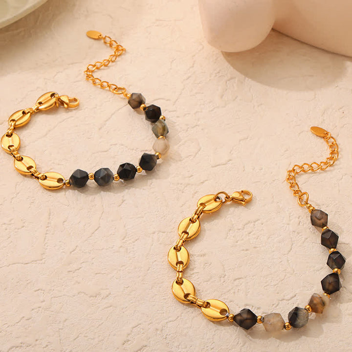 Ensemble de bijoux avec collier et bracelet en agate grise naturelle Olivenorma