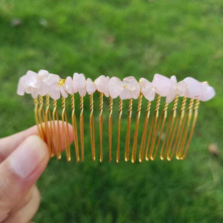 Peigne à cheveux latéral en pierres précieuses colorées Olivenorma