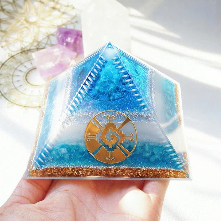 Pyramide d'orgone aigue-marine Olivenorma « Atlantide »