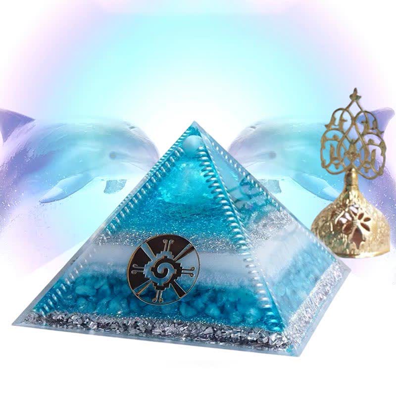 Pyramide d'orgone aigue-marine Olivenorma « Atlantide »