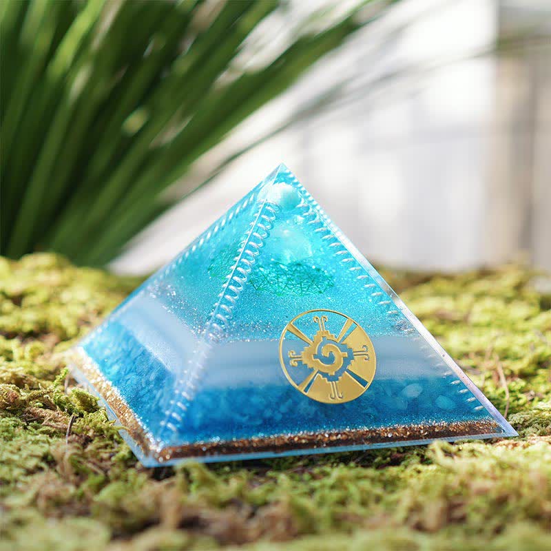 Pyramide d'orgone aigue-marine Olivenorma « Atlantide »