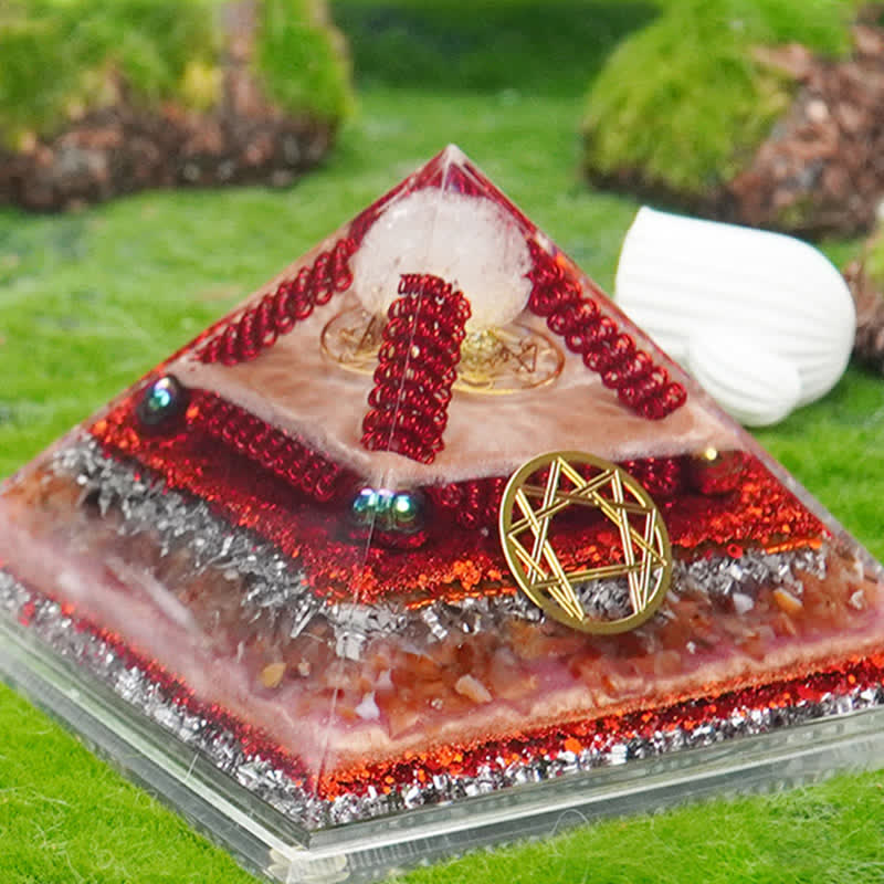 Pyramide d'orgone en pierre naturelle multifonctionnelle de guérison Olivenorma